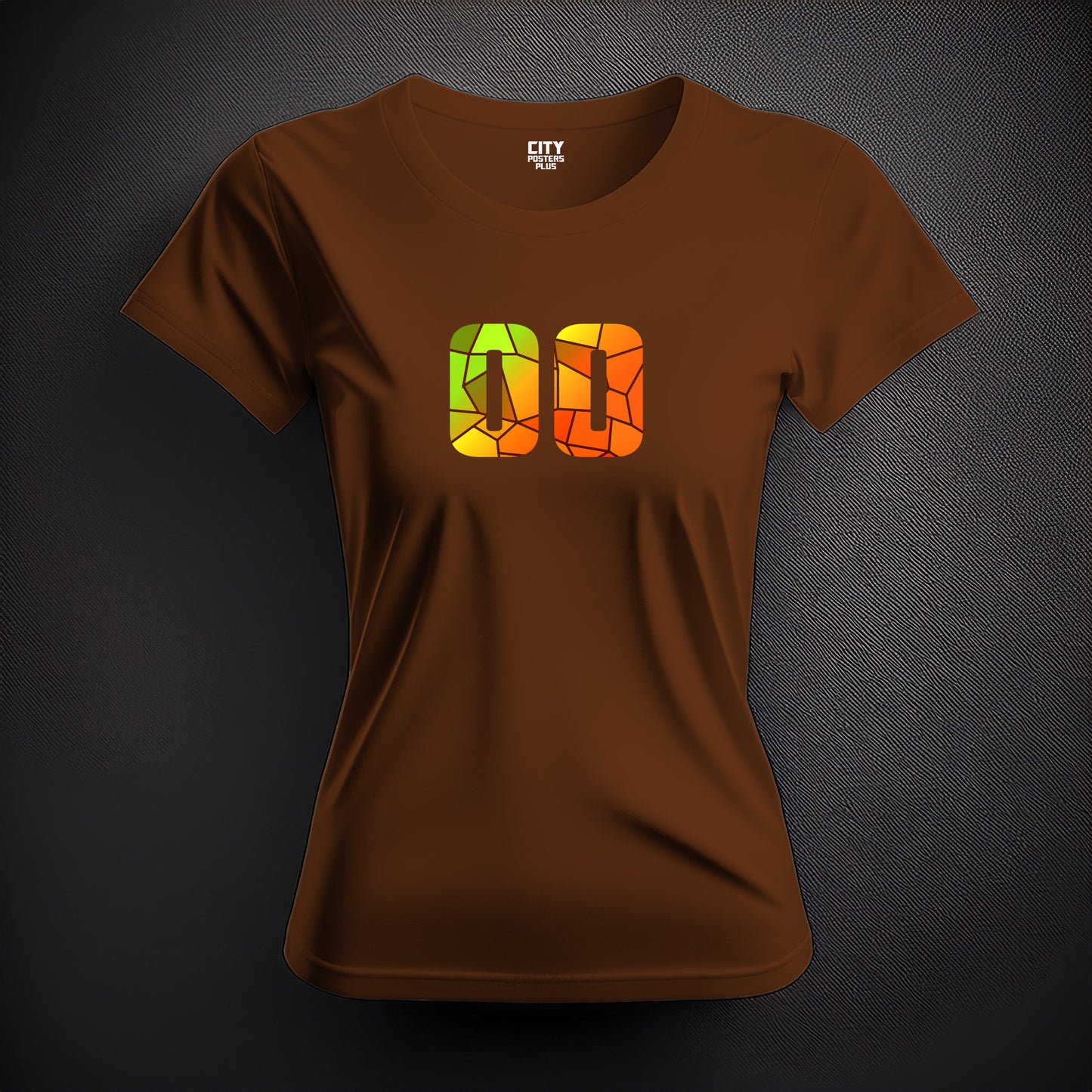 City Posters Plus 00 Number Women T-Shirt (Brown) | Stylish Numeric Graphic Tee