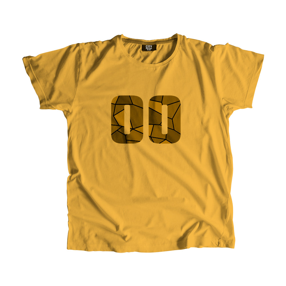 00 Number Men Unisex T-Shirt (Golden Yellow)| Classic Numeric Graphic Tee