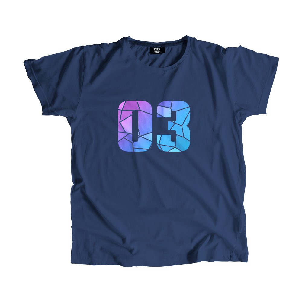 03 Number Men Unisex T-Shirt (Navy Blue)| Classic Numeric Graphic Tee
