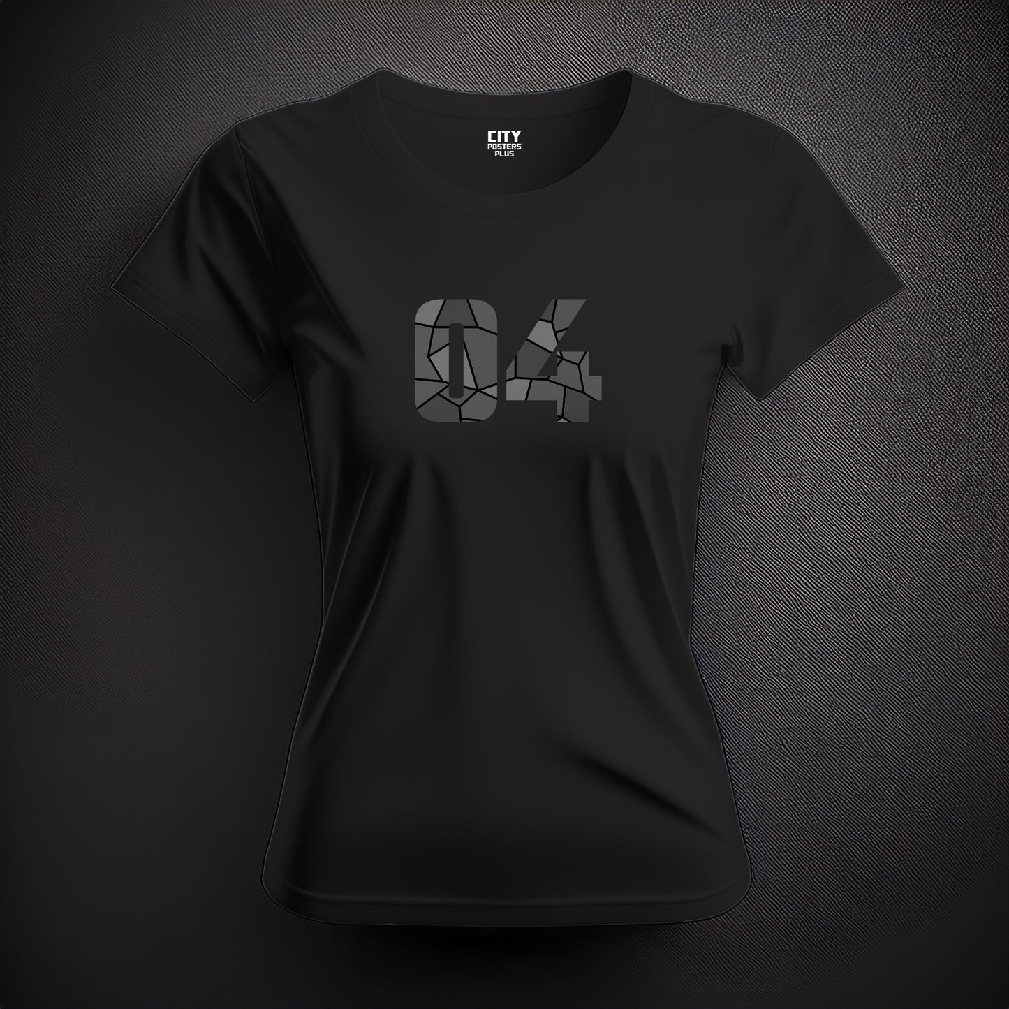 City Posters Plus 04 Number Women T-Shirt (Black) | Stylish Numeric Graphic Tee