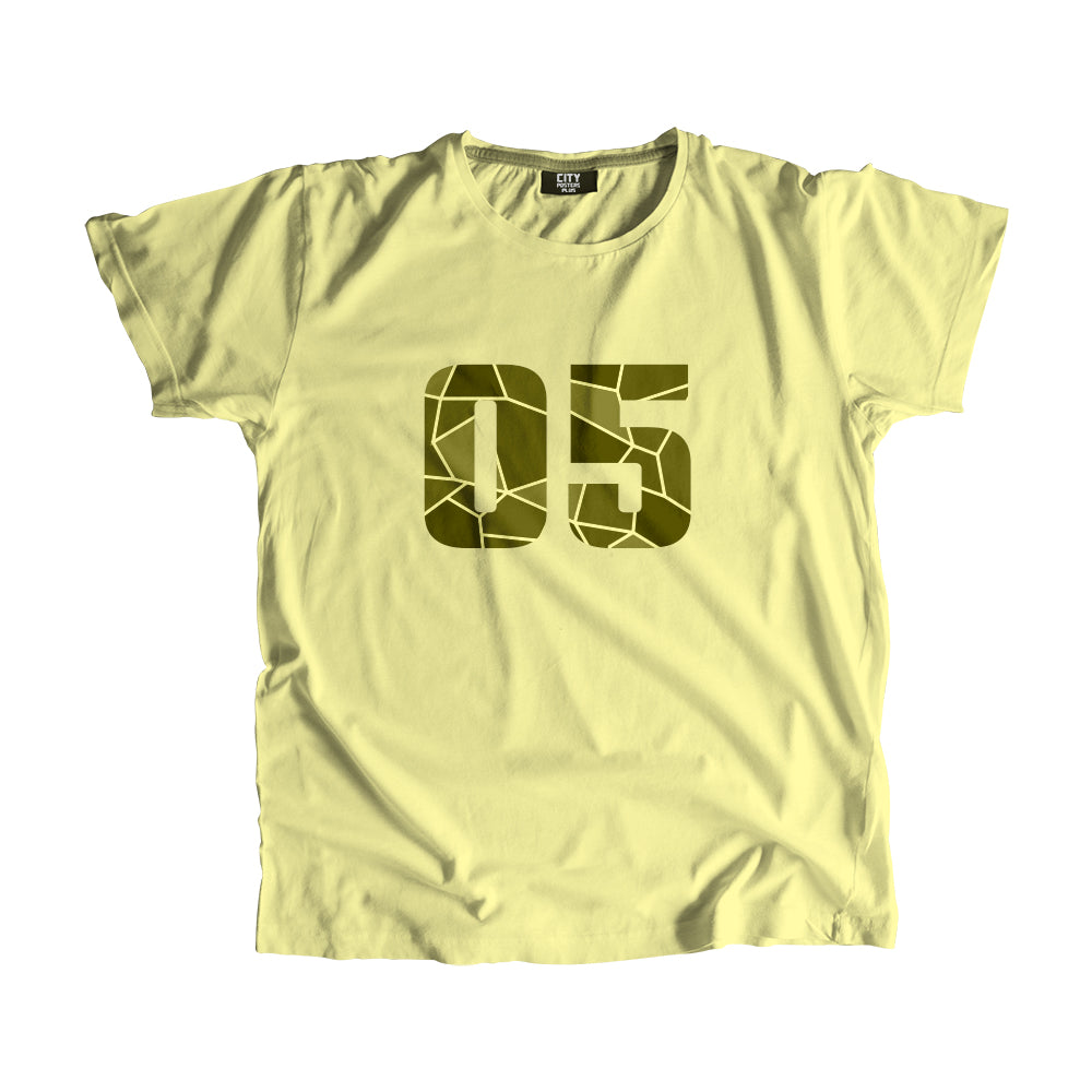 05 Number Men Unisex T-Shirt (Butter Yellow)| Classic Numeric Graphic Tee