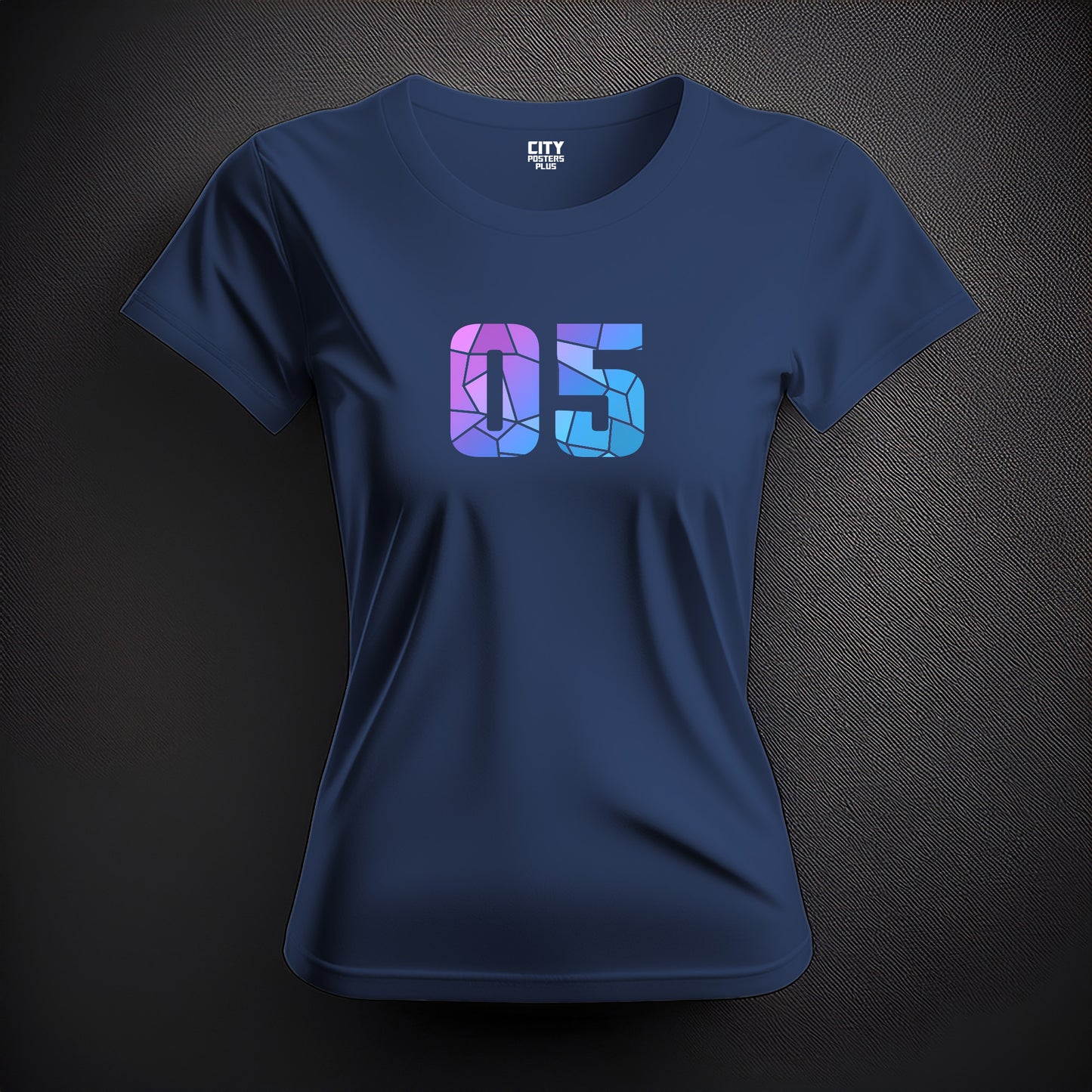 City Posters Plus 05 Number Women T-Shirt (Navy Blue) | Stylish Numeric Graphic Tee