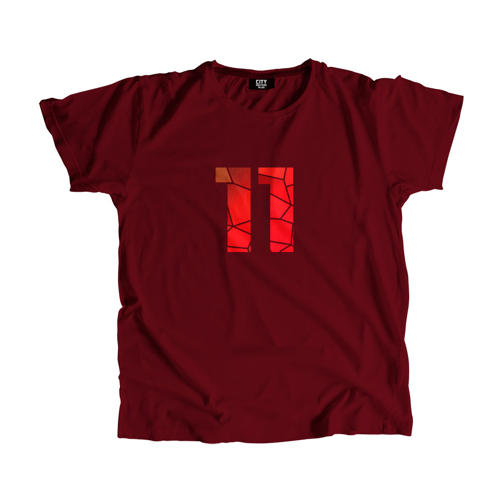 11 Number Men Unisex T-Shirt (Maroon)| Classic Numeric Graphic Tee
