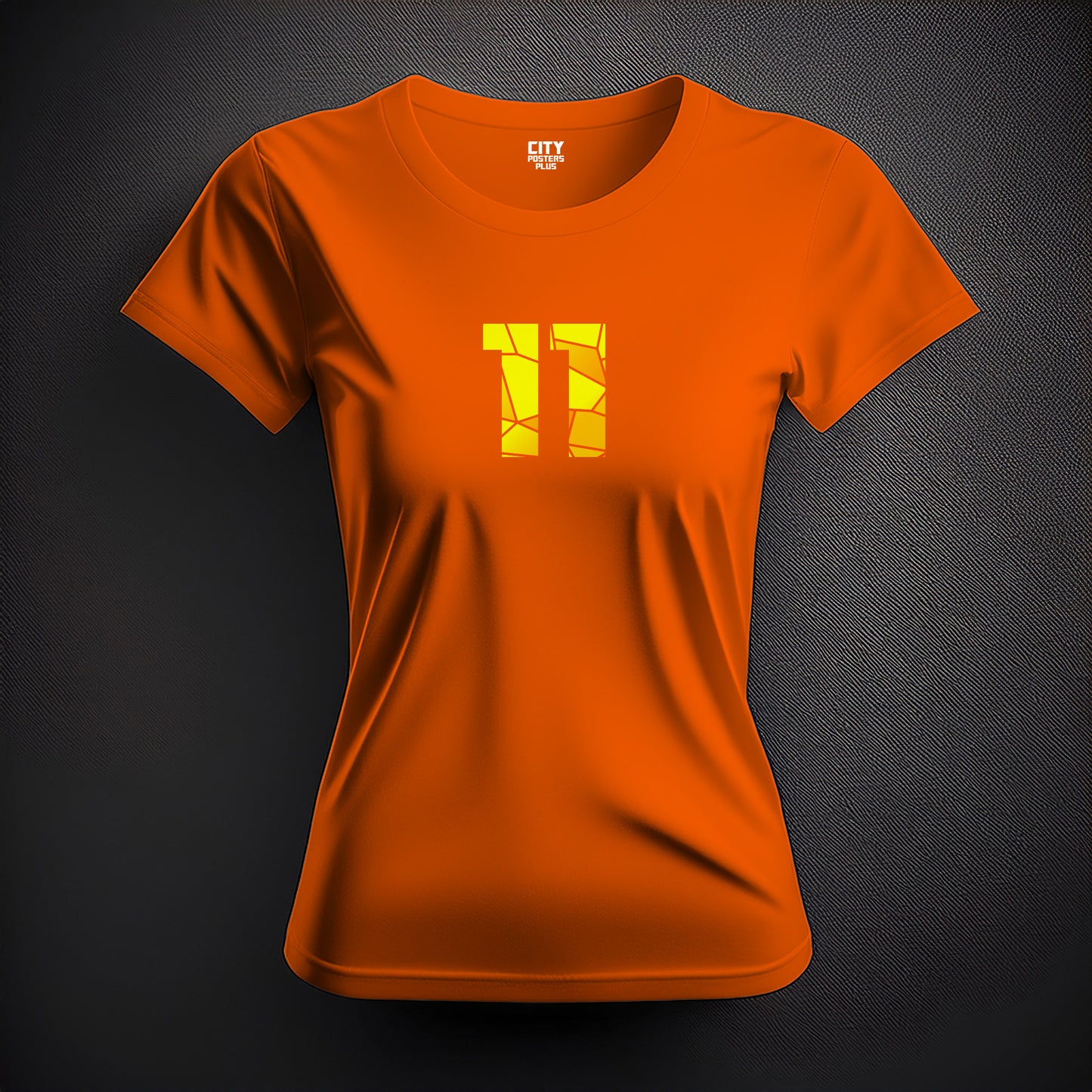 City Posters Plus 11 Number Women T-Shirt (Orange) | Stylish Numeric Graphic Tee