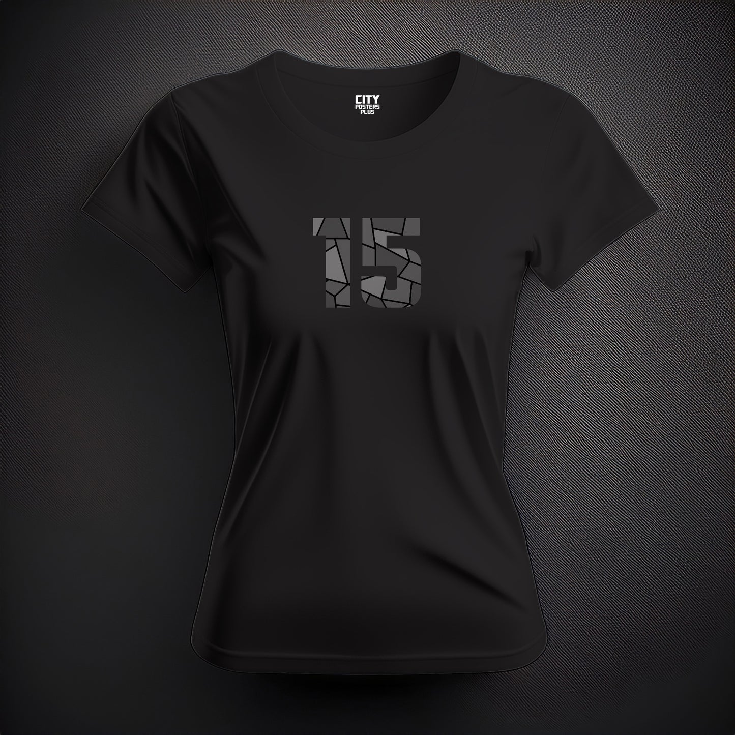 City Posters Plus 15 Number Women T-Shirt (Black) | Stylish Numeric Graphic Tee