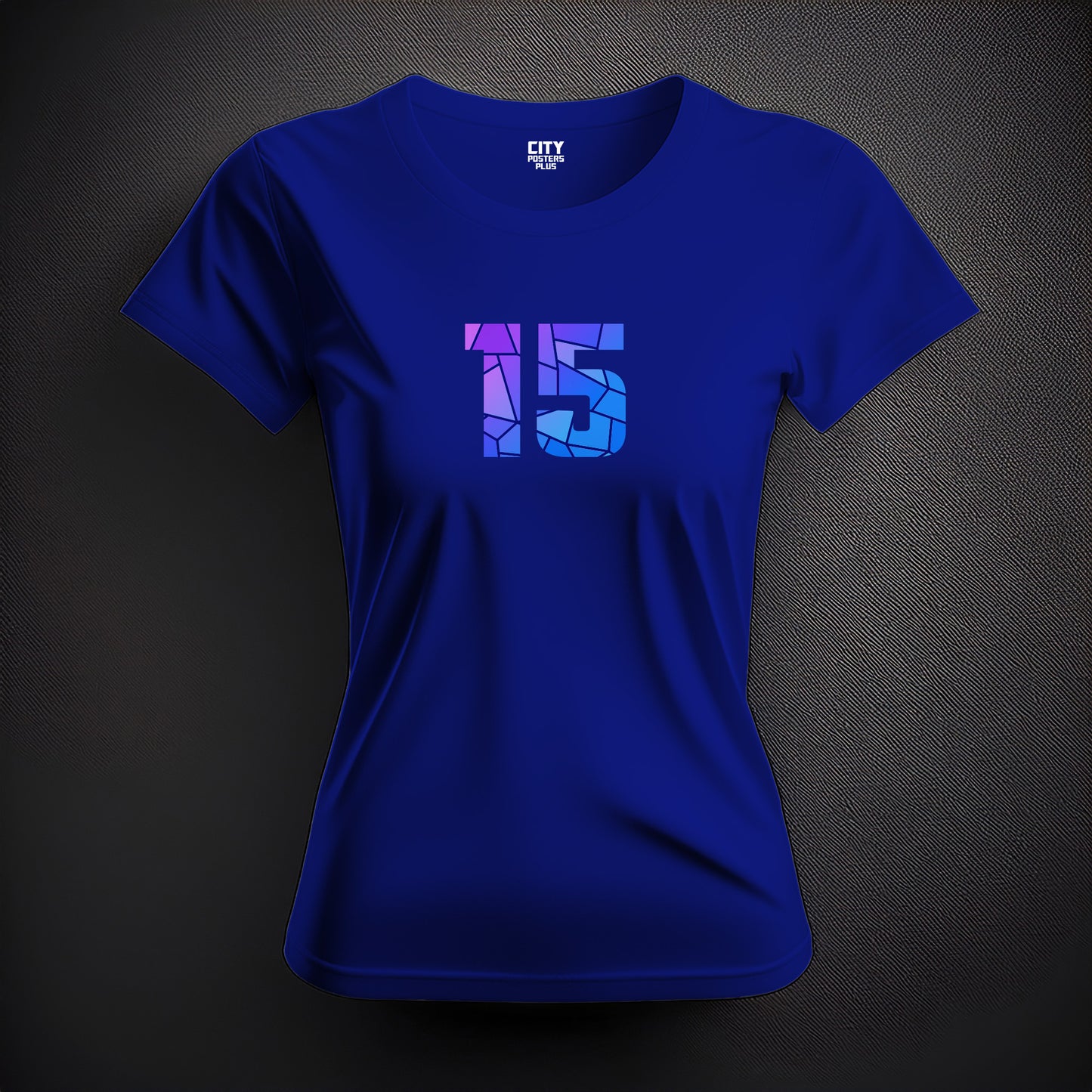 City Posters Plus 15 Number Women T-Shirt (Royal Blue) | Stylish Numeric Graphic Tee