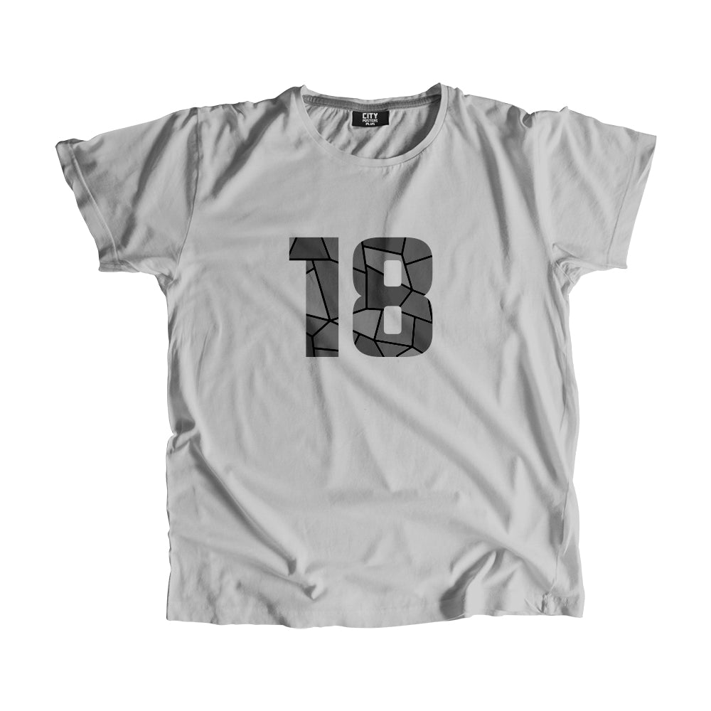 18 Number Men Unisex T-Shirt (Melange Grey)| Classic Numeric Graphic Tee
