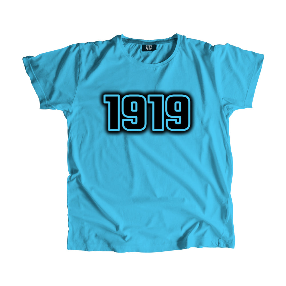 1919 Vintage Heritage Year Men Unisex T-Shirt (Sky Blue)