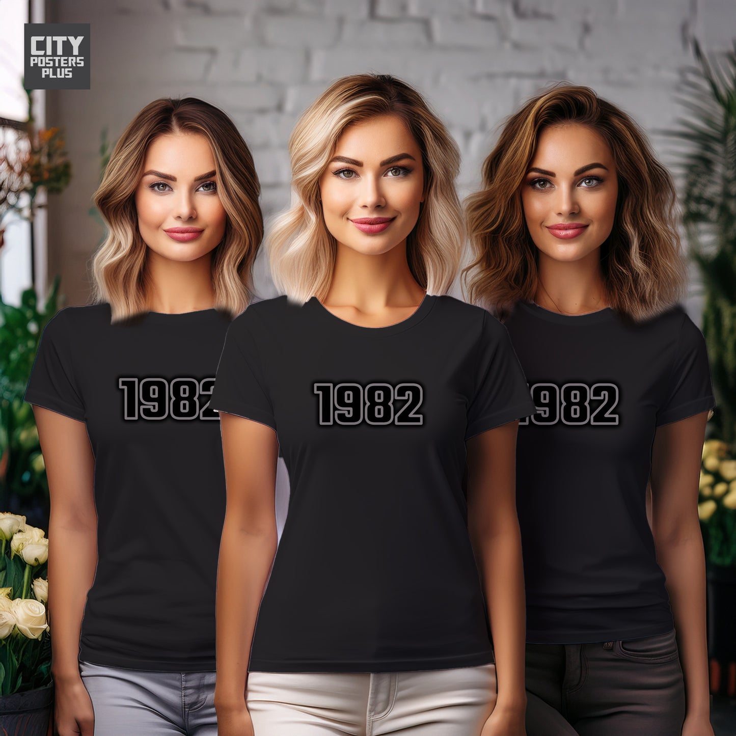 City Posters Plus 1982 Vintage Birth Year Women T-Shirt