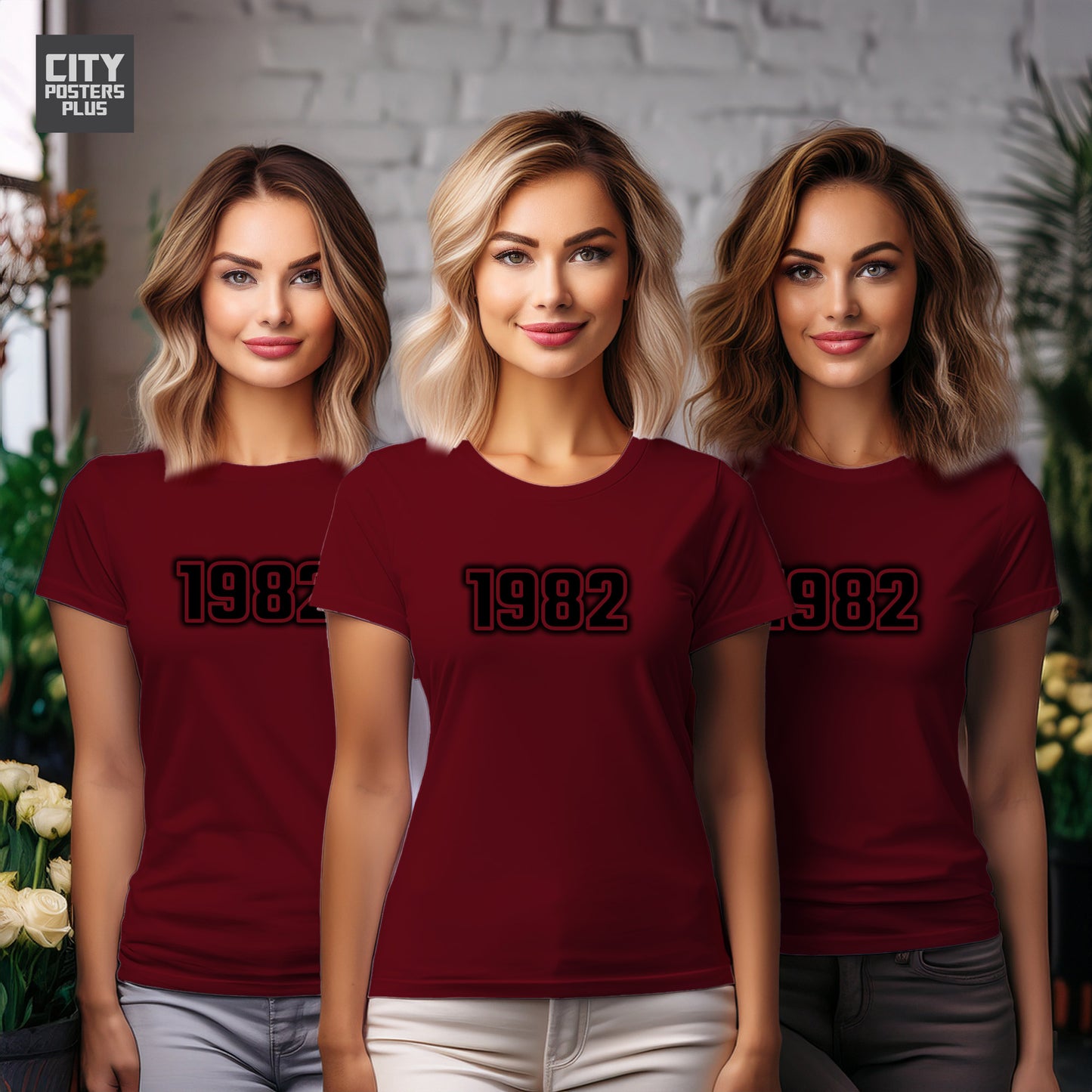 City Posters Plus 1982 Vintage Birth Year Women T-Shirt