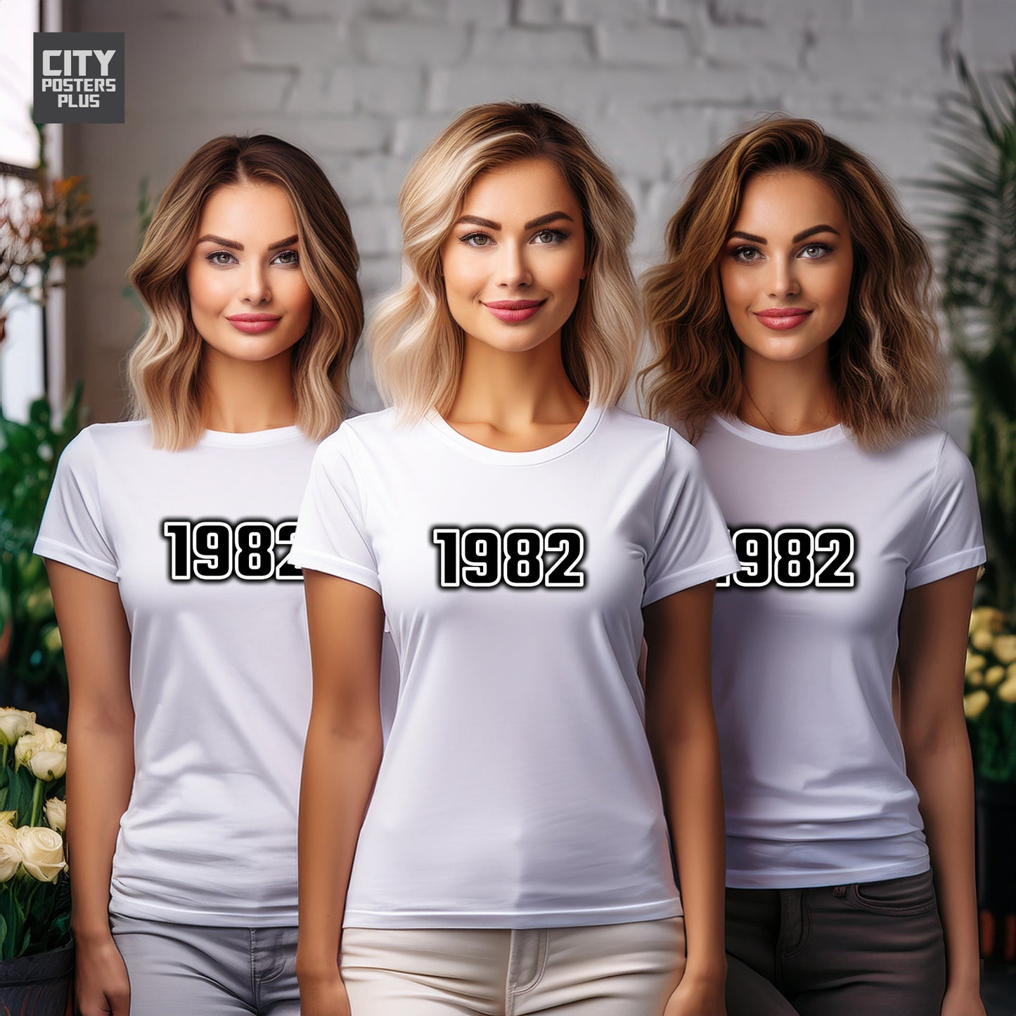 City Posters Plus 1982 Vintage Birth Year Women T-Shirt