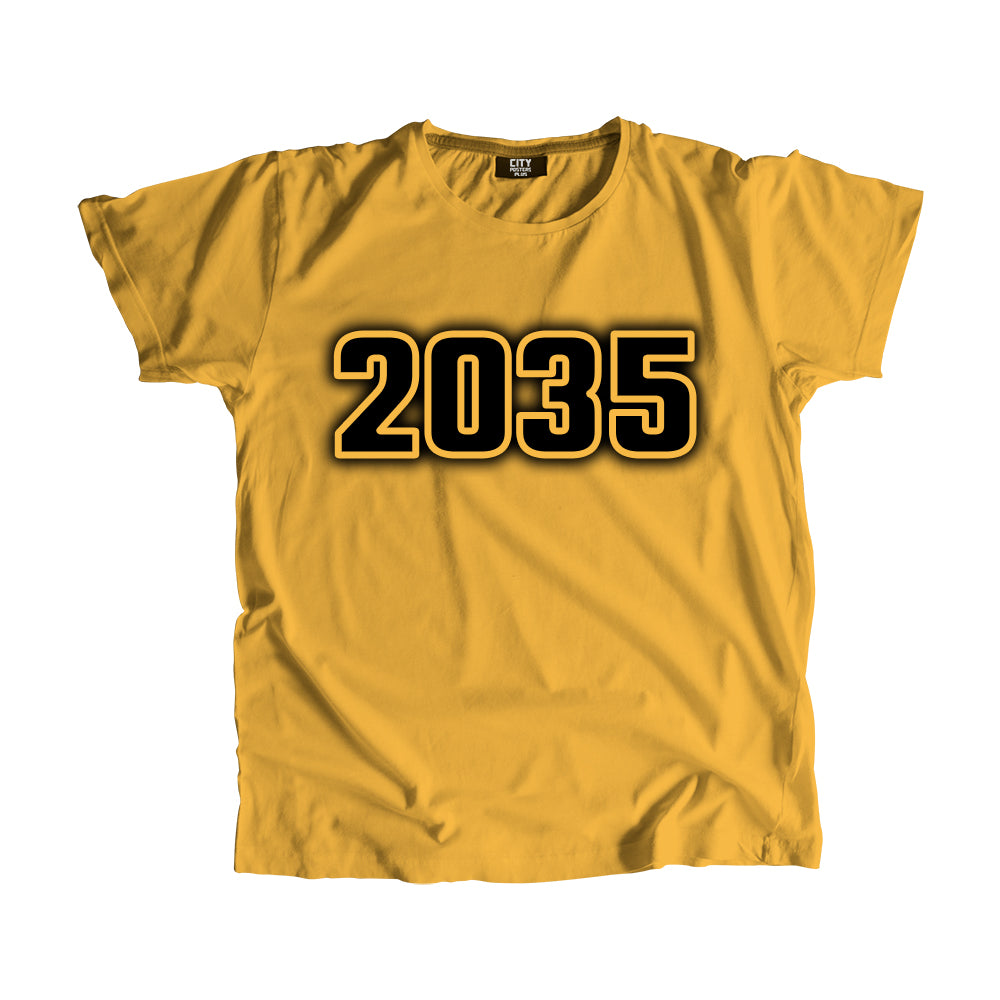 2035 Vintage Heritage Year Men Unisex T-Shirt (Golden Yellow)