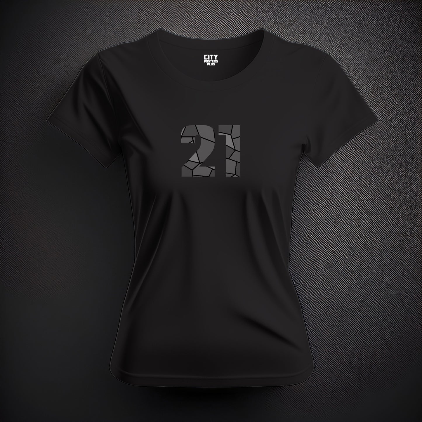 City Posters Plus 21 Number Women T-Shirt (Black) | Stylish Numeric Graphic Tee