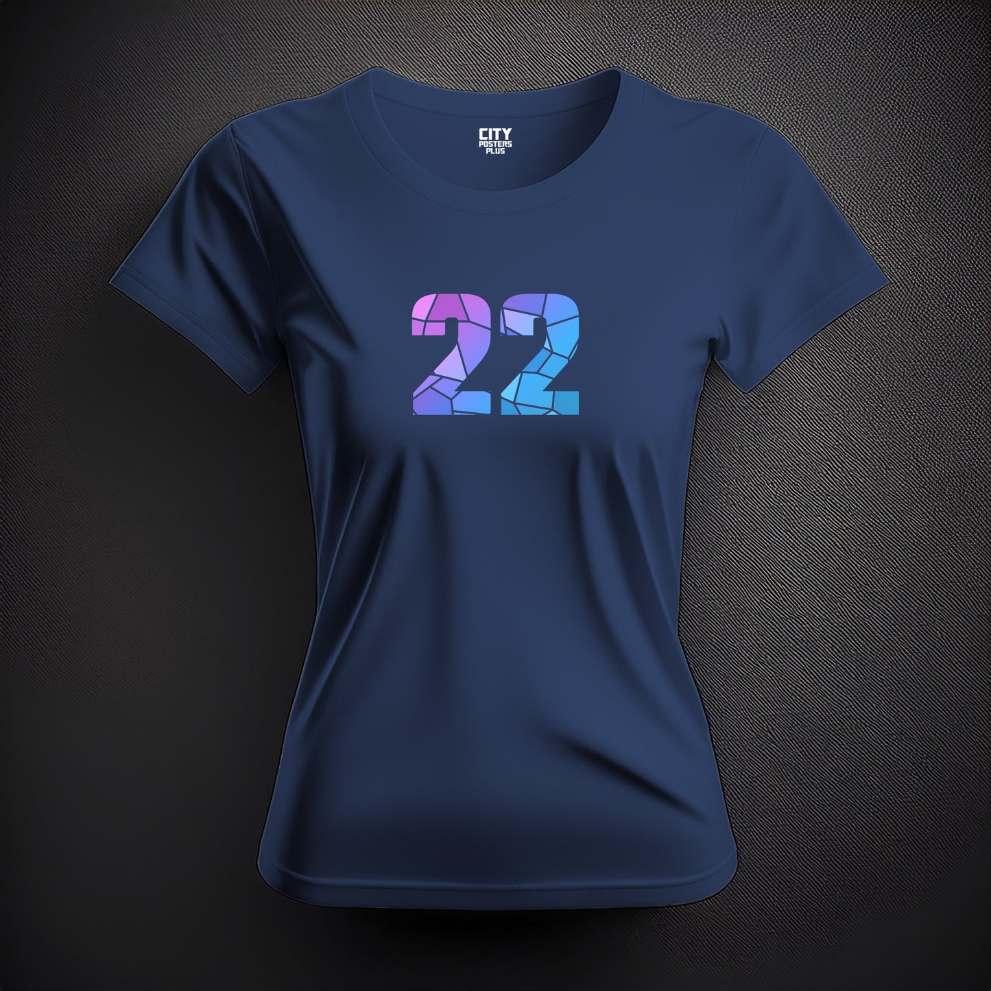 City Posters Plus 22 Number Women T-Shirt (Navy Blue) | Stylish Numeric Graphic Tee