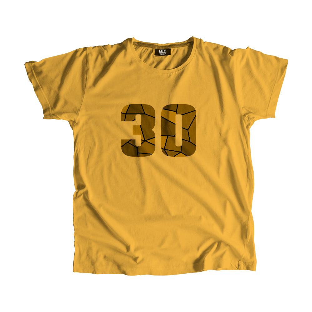 30 Number Men Unisex T-Shirt (Golden Yellow)| Classic Numeric Graphic Tee