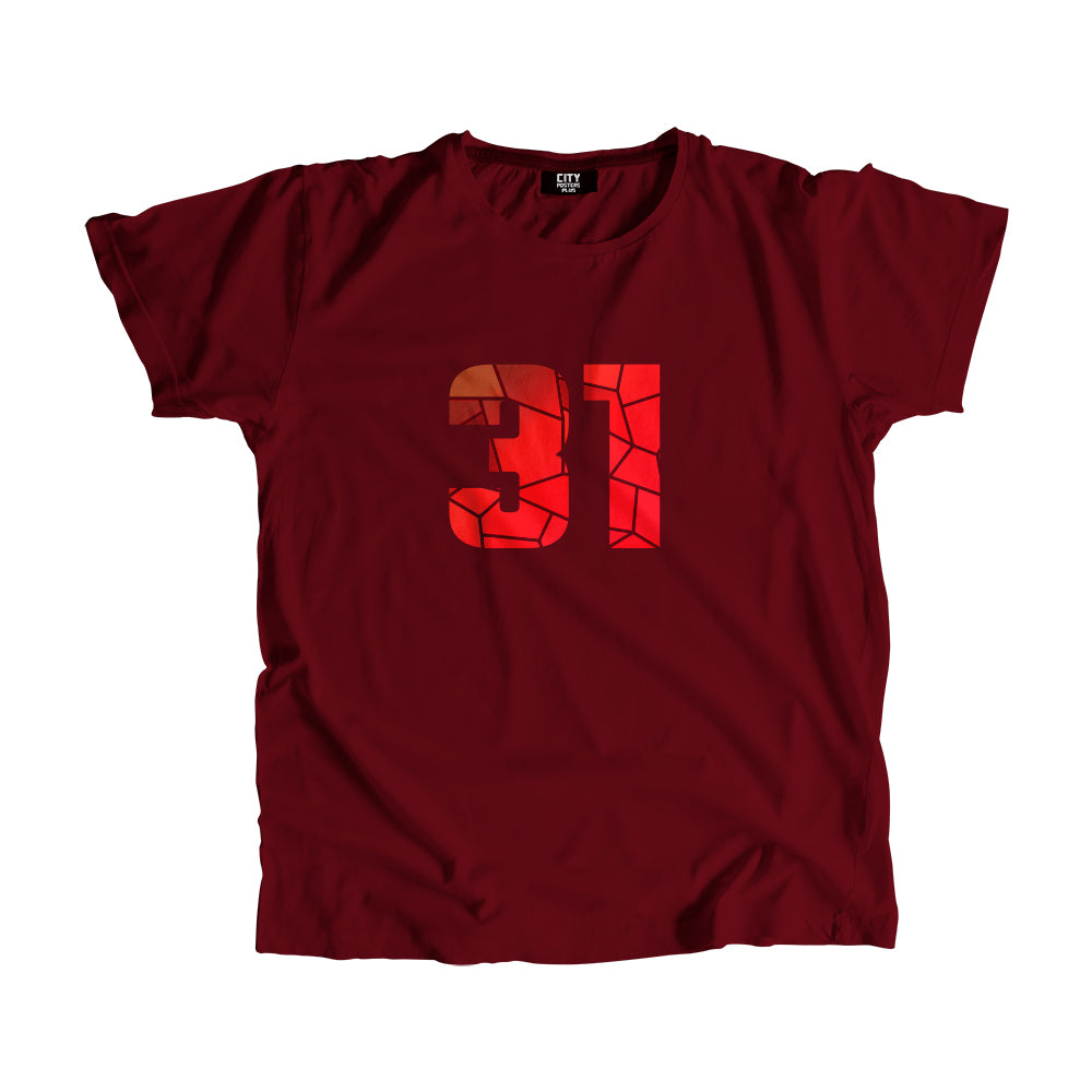31 Number Men Unisex T-Shirt (Maroon)| Classic Numeric Graphic Tee