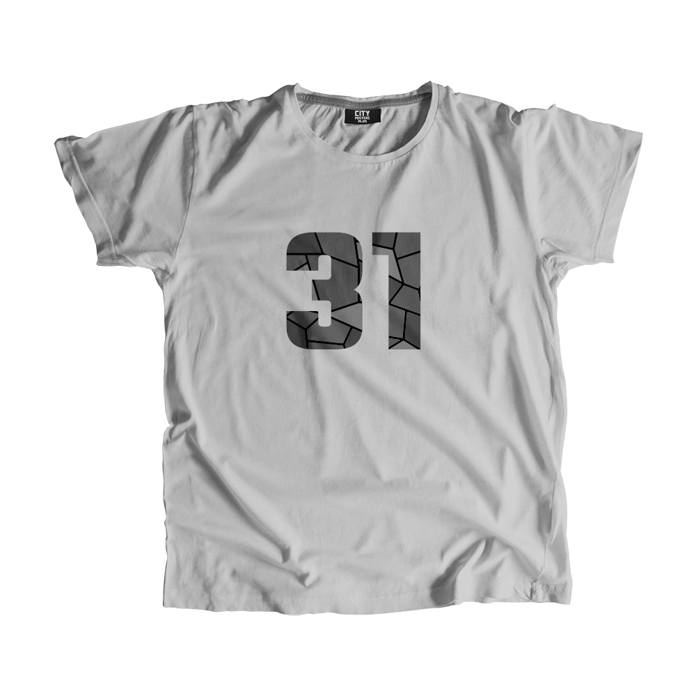 31 Number Men Unisex T-Shirt (Melange Grey)| Classic Numeric Graphic Tee