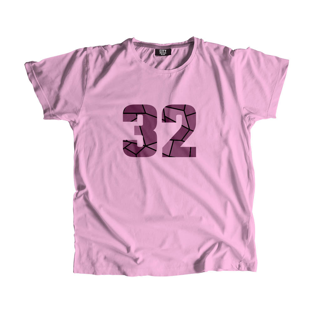 32 Number Men Unisex T-Shirt (Light Pink)| Classic Numeric Graphic Tee