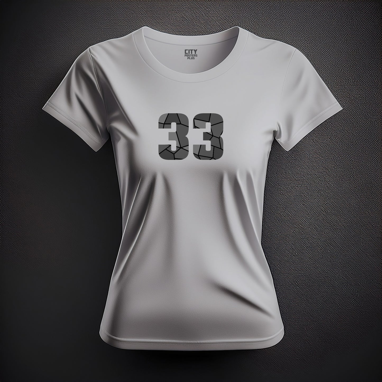 City Posters Plus 33 Number Women T-Shirt (Melange Grey) | Stylish Numeric Graphic Tee