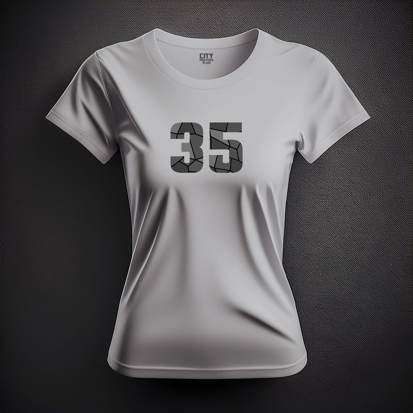 City Posters Plus 35 Number Women T-Shirt (Melange Grey) | Stylish Numeric Graphic Tee