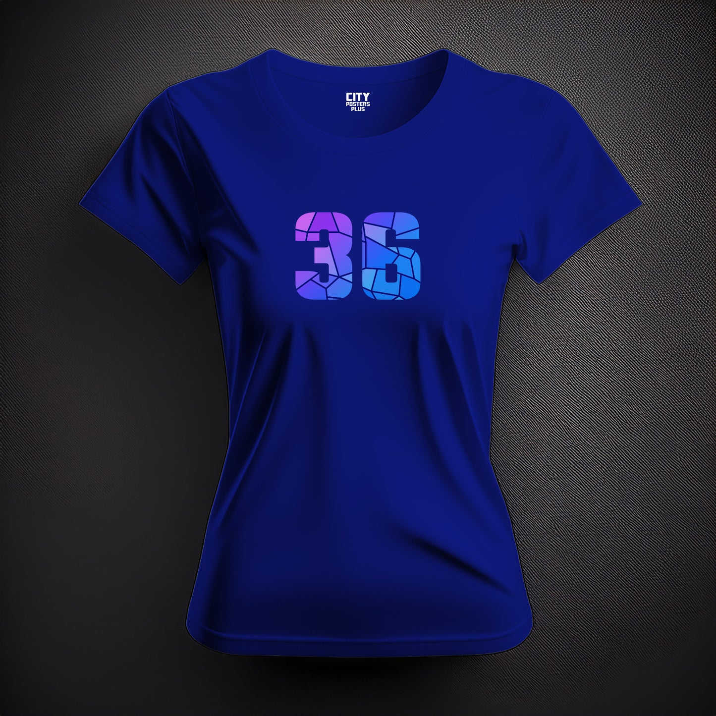 City Posters Plus 36 Number Women T-Shirt (Royal Blue) | Stylish Numeric Graphic Tee