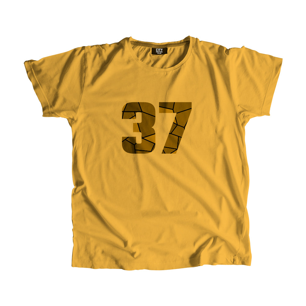 37 Number Men Unisex T-Shirt (Golden Yellow)| Classic Numeric Graphic Tee