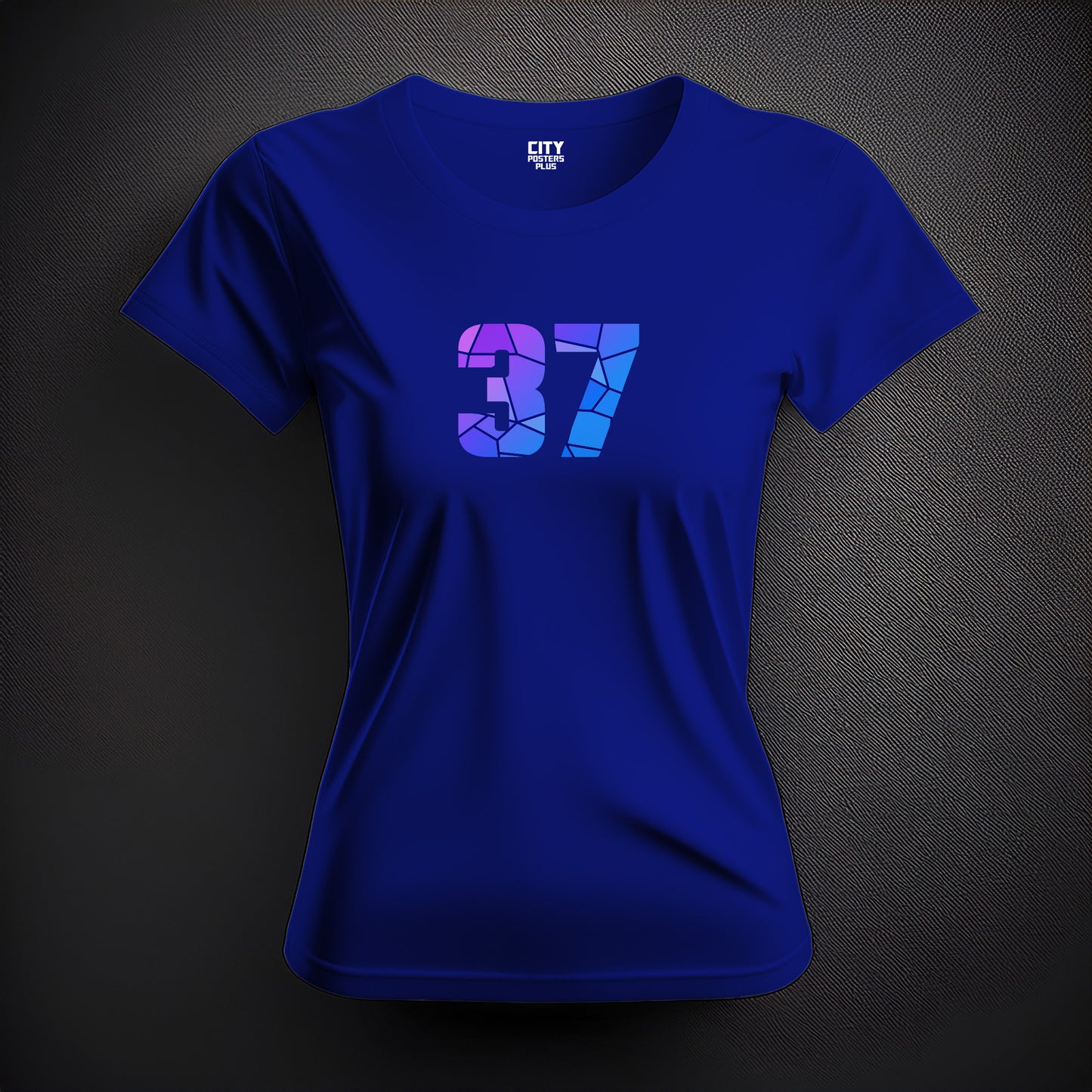 City Posters Plus 37 Number Women T-Shirt (Royal Blue) | Stylish Numeric Graphic Tee
