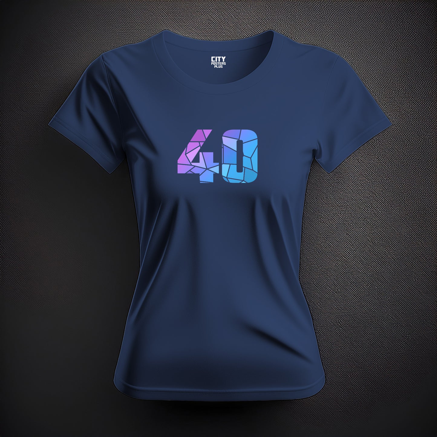City Posters Plus 40 Number Women T-Shirt (Navy Blue) | Stylish Numeric Graphic Tee