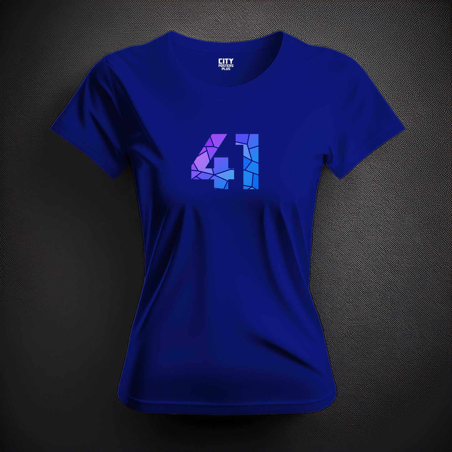 City Posters Plus 41 Number Women T-Shirt (Royal Blue) | Stylish Numeric Graphic Tee