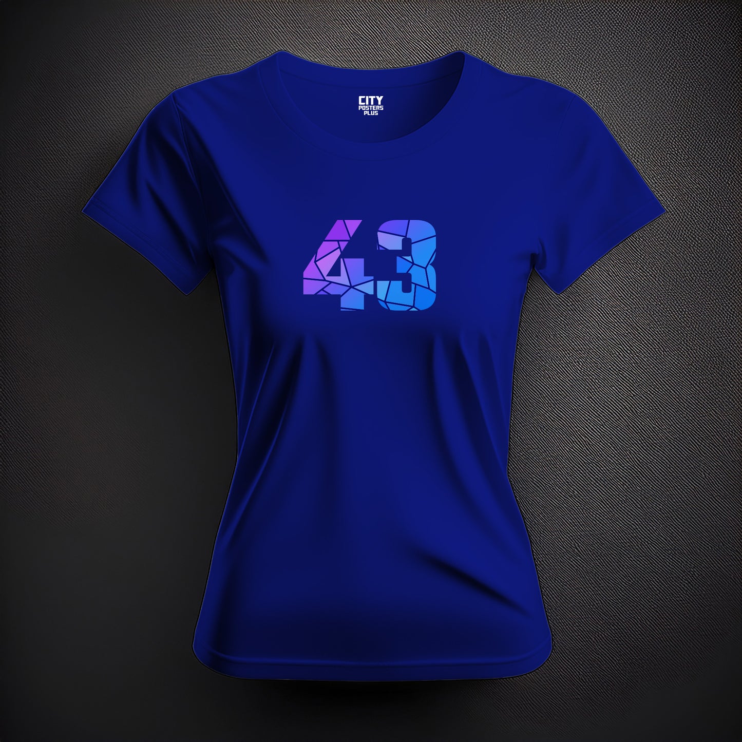 City Posters Plus 43 Number Women T-Shirt (Royal Blue) | Stylish Numeric Graphic Tee