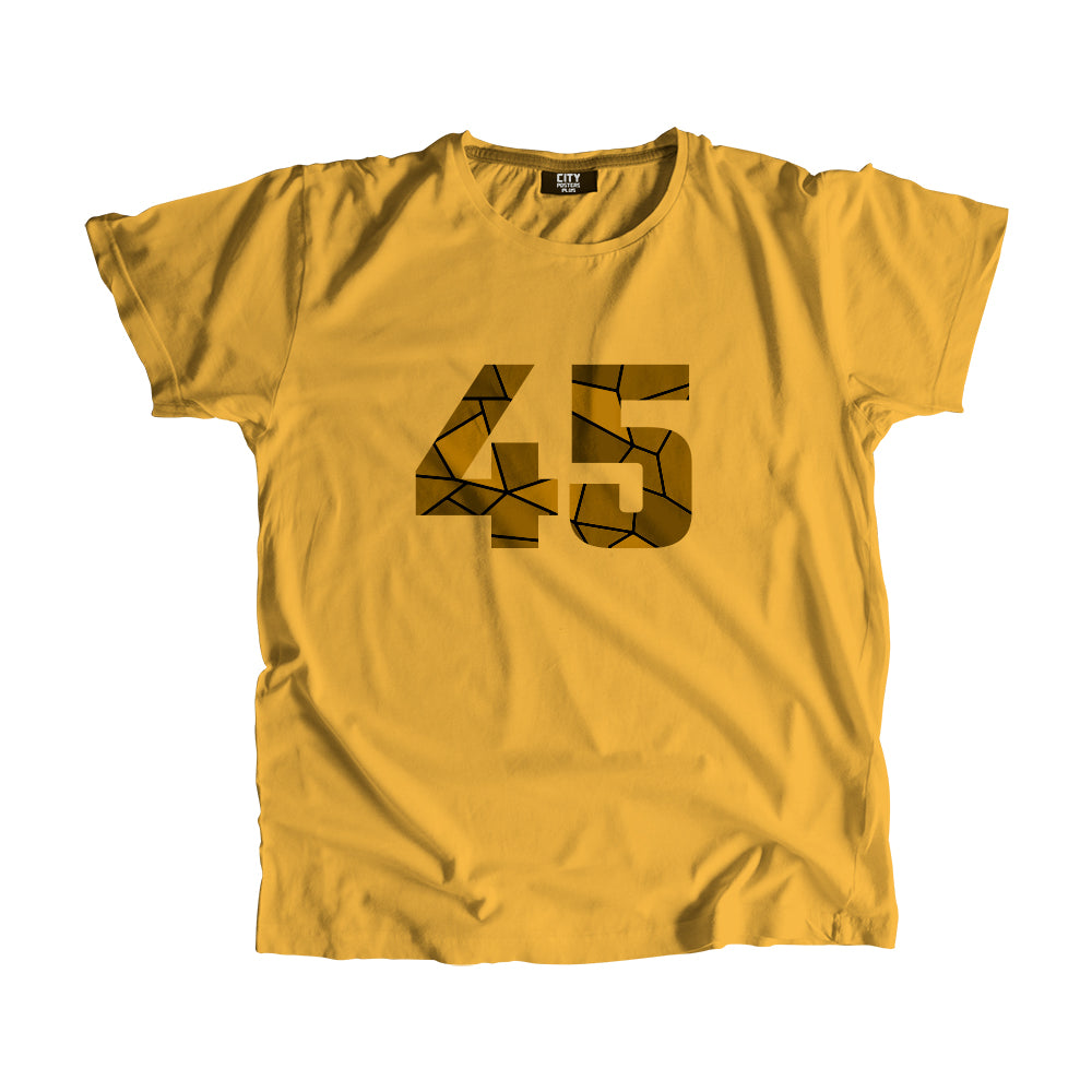 45 Number Men Unisex T-Shirt (Golden Yellow)| Classic Numeric Graphic Tee