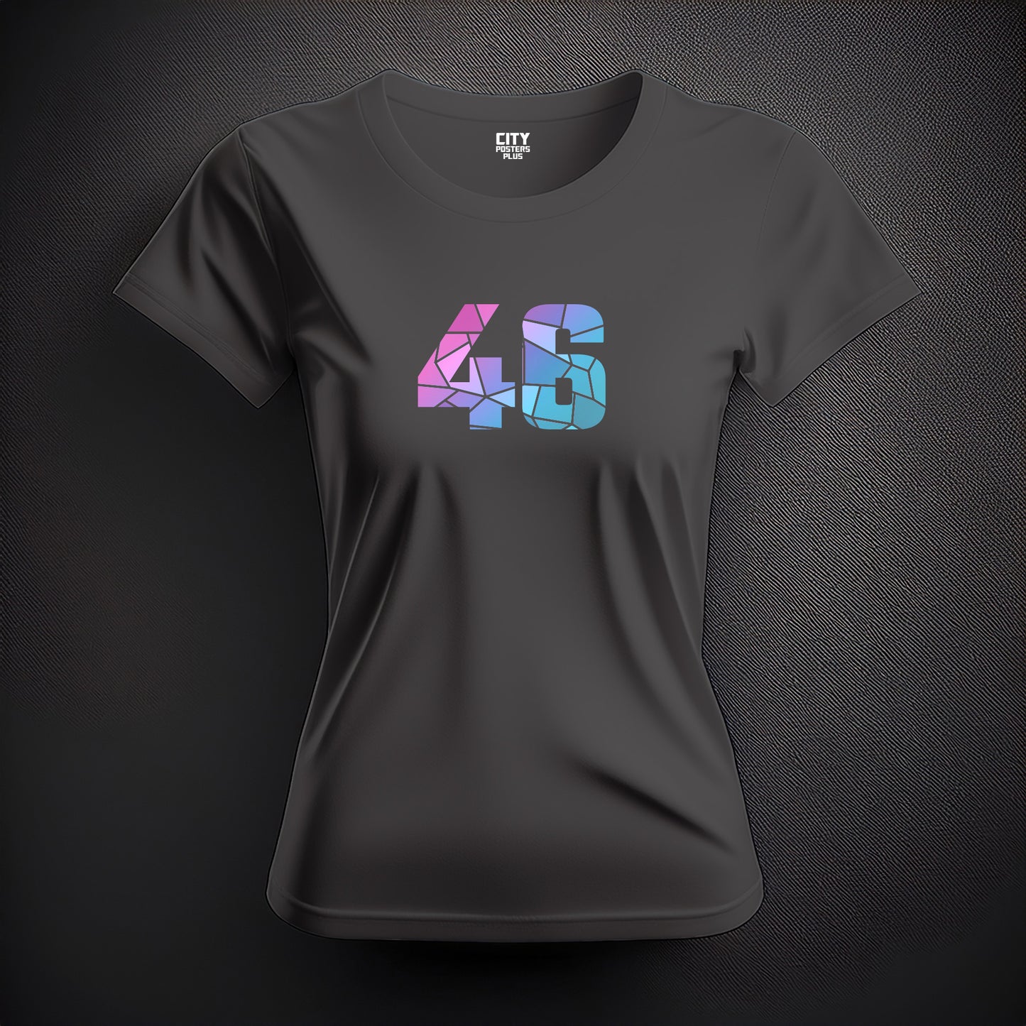 City Posters Plus 46 Number Women T-Shirt (Charcoal Grey) | Stylish Numeric Graphic Tee