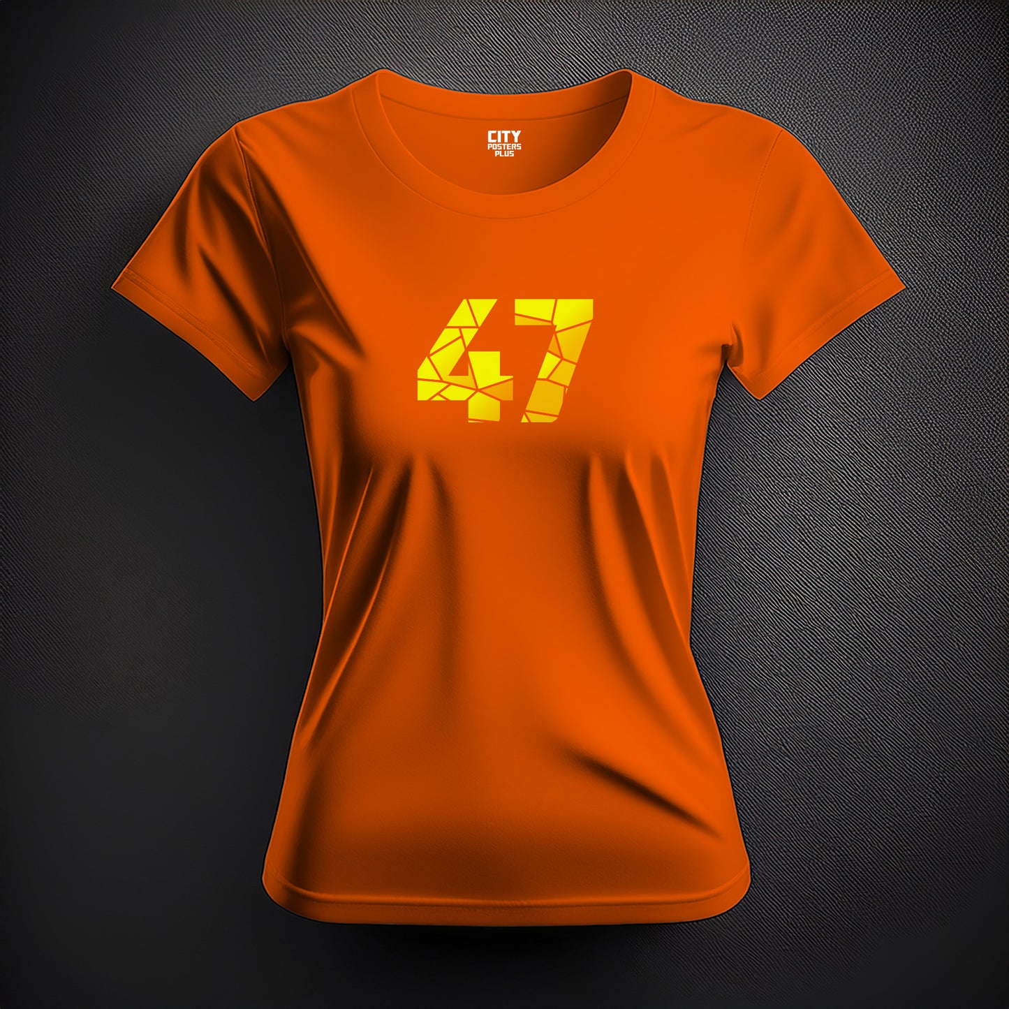 City Posters Plus 47 Number Women T-Shirt (Orange) | Stylish Numeric Graphic Tee