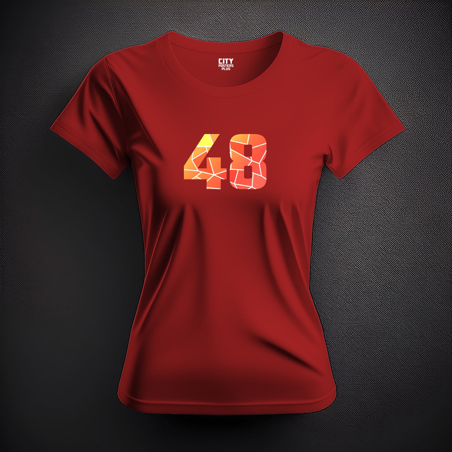 City Posters Plus 48 Number Women T-Shirt (Red) | Stylish Numeric Graphic Tee