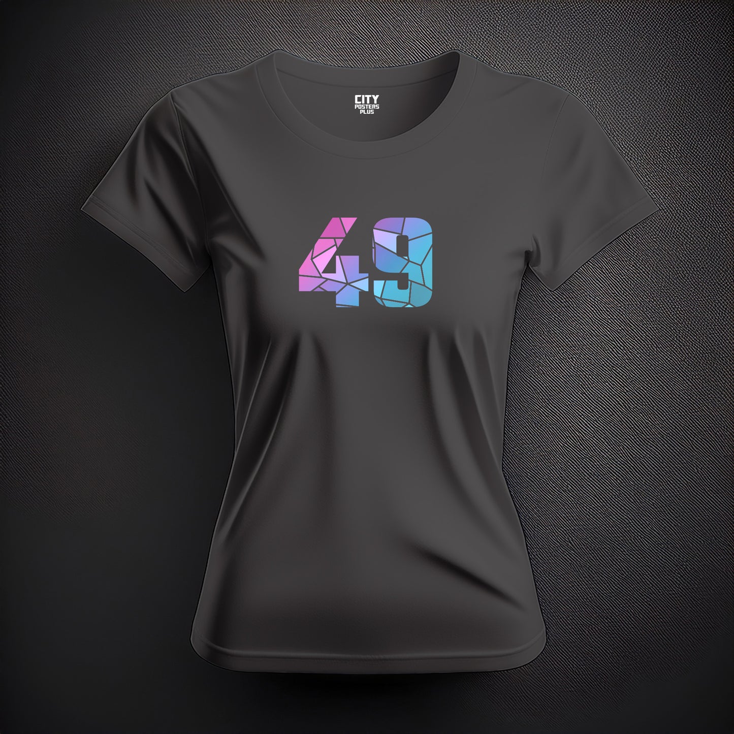 City Posters Plus 49 Number Women T-Shirt (Charcoal Grey) | Stylish Numeric Graphic Tee