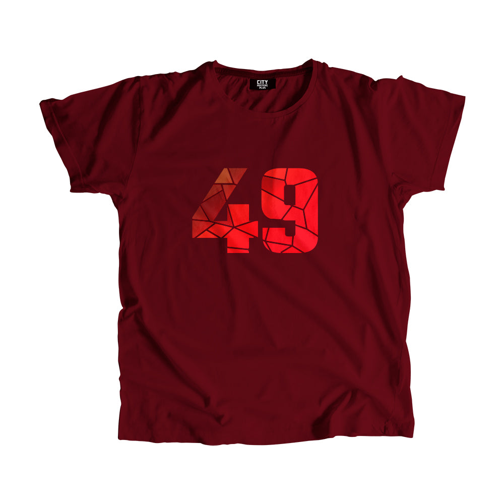 49 Number Men Unisex T-Shirt (Maroon)| Classic Numeric Graphic Tee