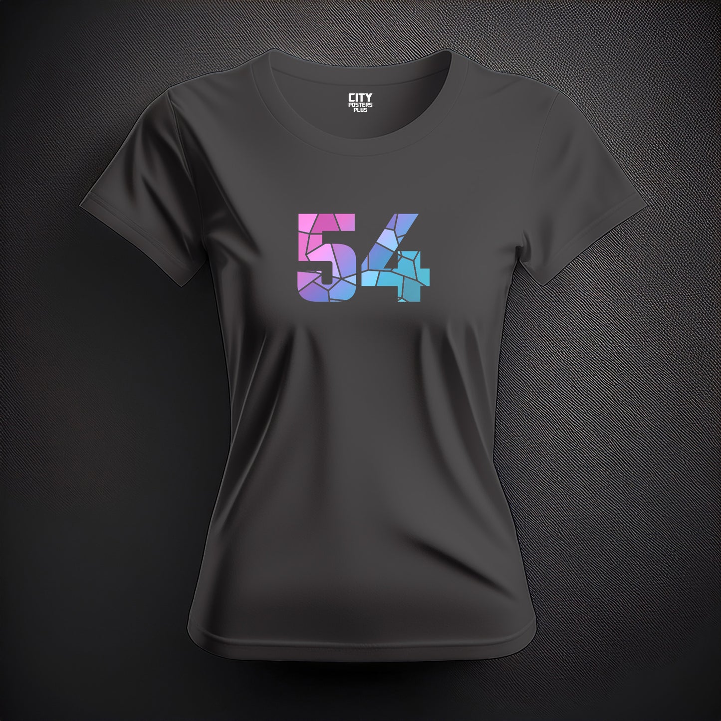 City Posters Plus 54 Number Women T-Shirt (Charcoal Grey) | Stylish Numeric Graphic Tee