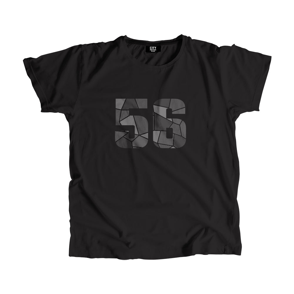 56 Number Men Unisex T-Shirt (Black)| Classic Numeric Graphic Tee