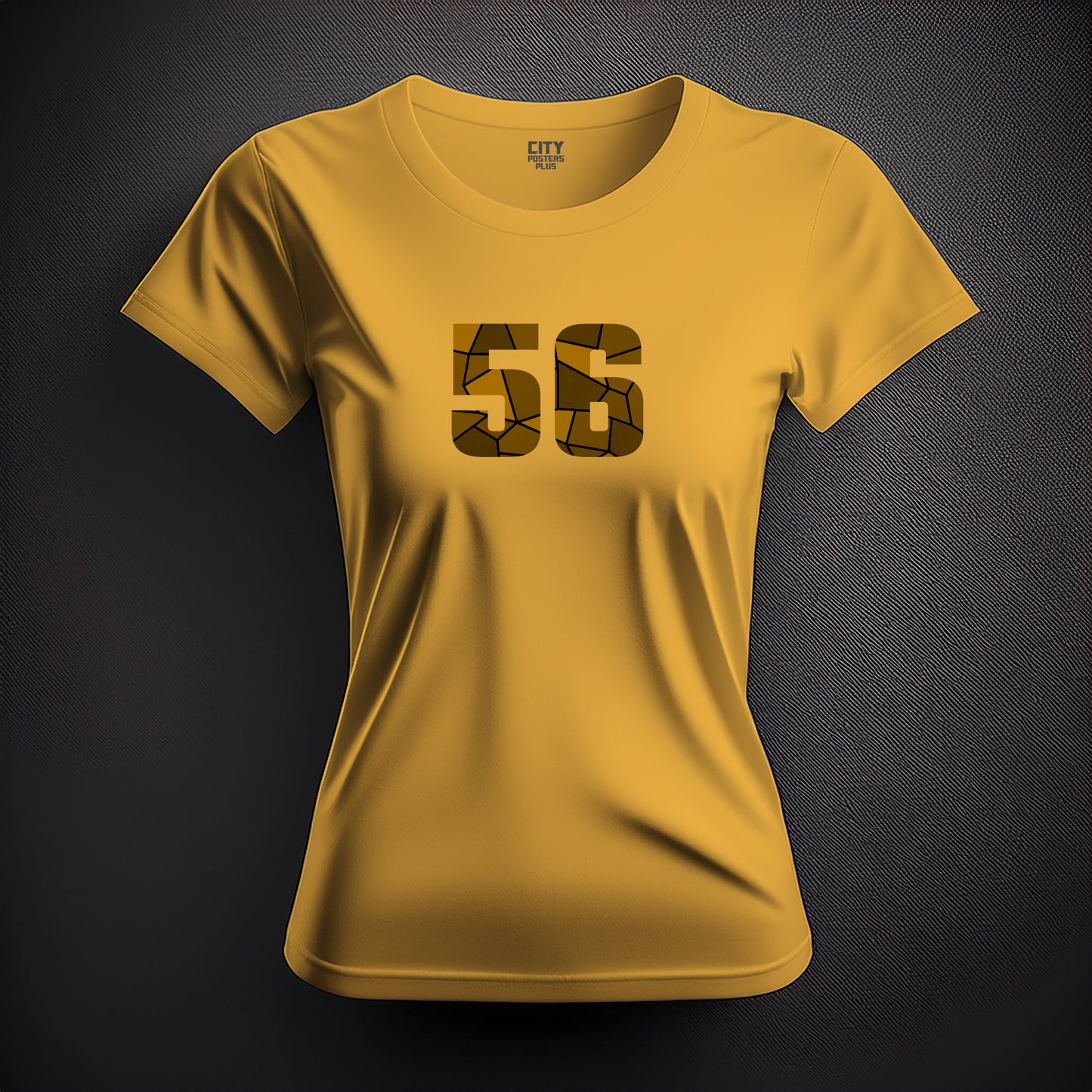 City Posters Plus 56 Number Women T-Shirt (Golden Yellow) | Stylish Numeric Graphic Tee