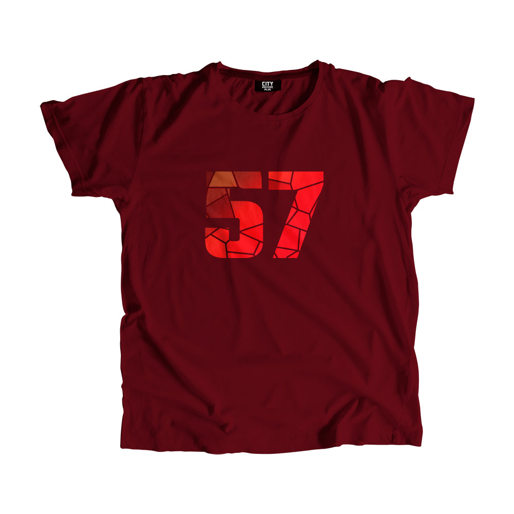 57 Number Men Unisex T-Shirt (Maroon)| Classic Numeric Graphic Tee