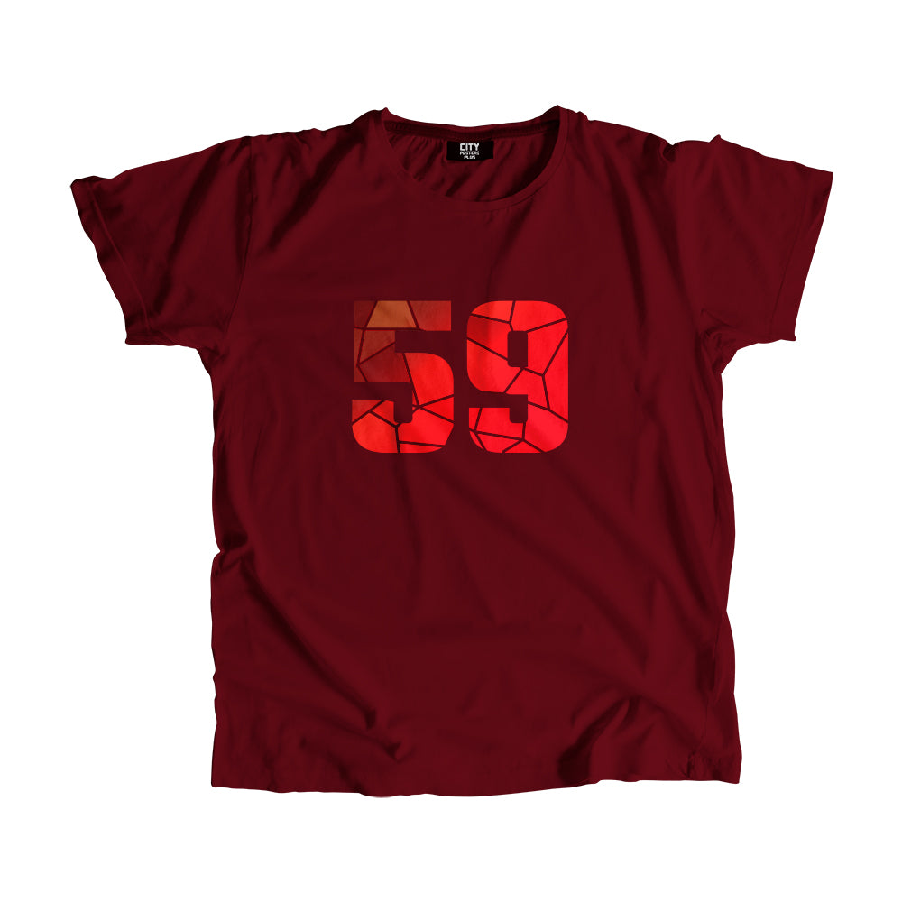 59 Number Men Unisex T-Shirt (Maroon)| Classic Numeric Graphic Tee