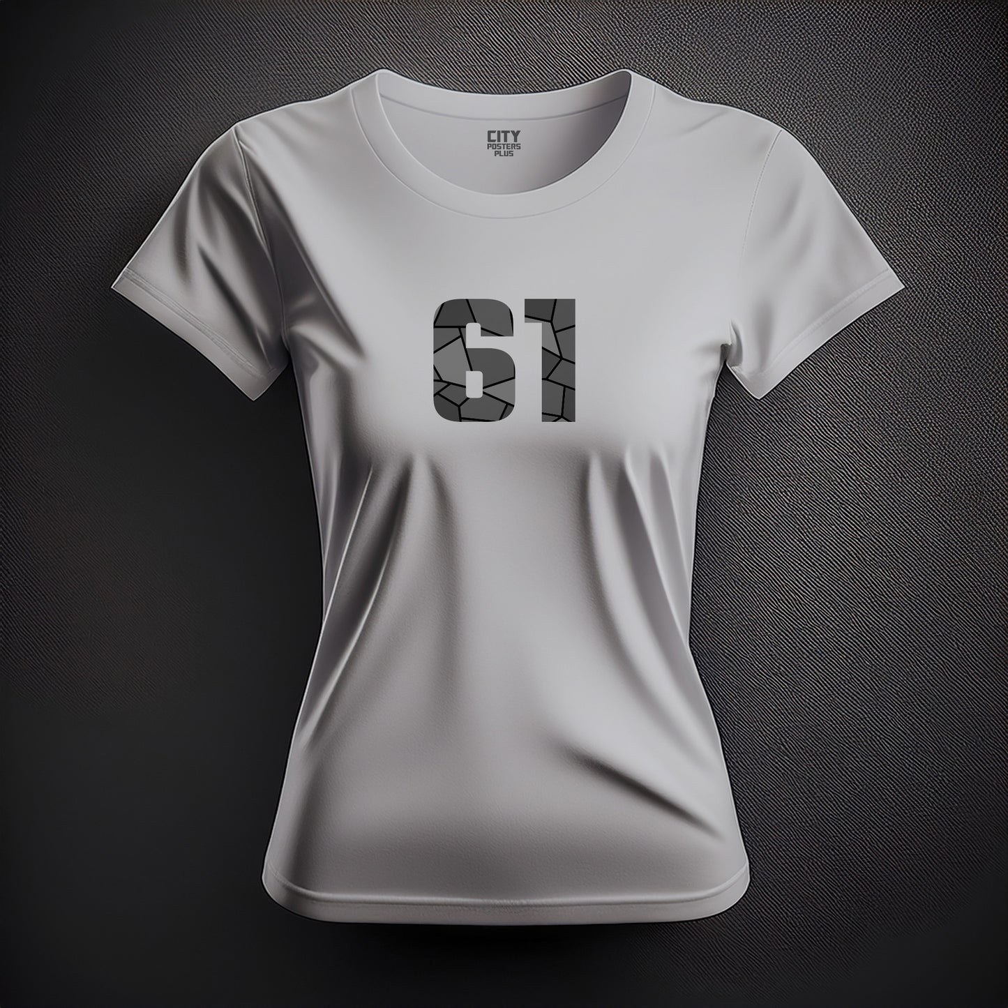 City Posters Plus 61 Number Women T-Shirt (Melange Grey) | Stylish Numeric Graphic Tee