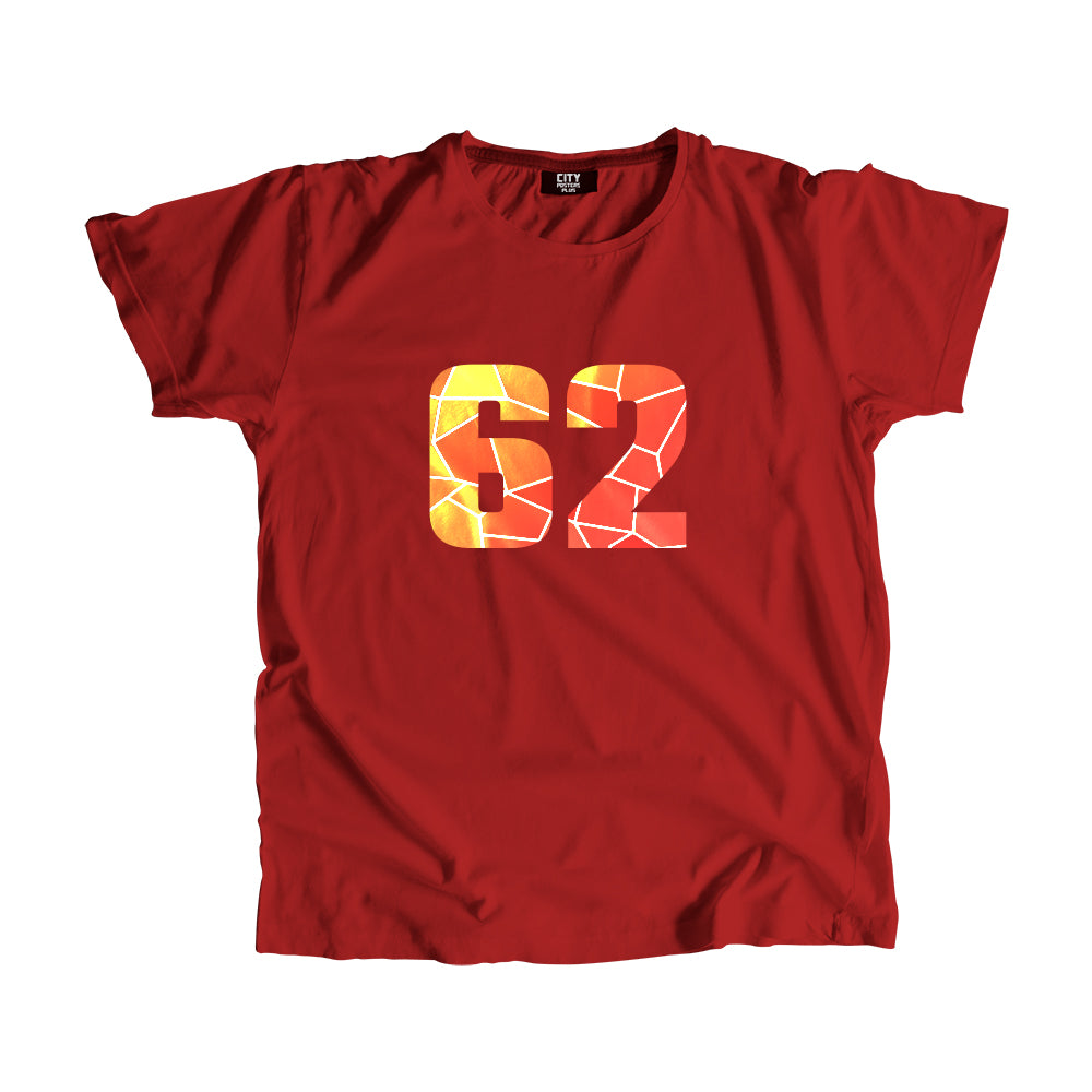62 Number Men Unisex T-Shirt (Red)| Classic Numeric Graphic Tee