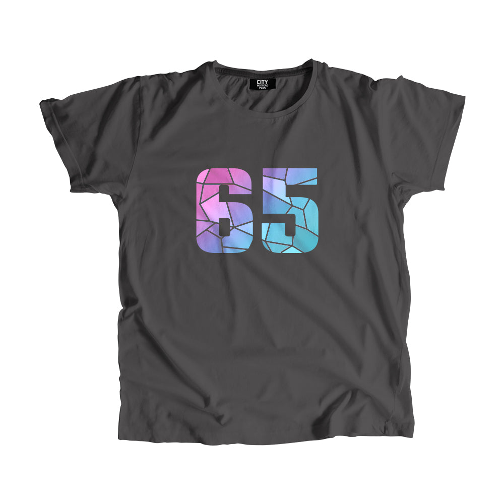 65 Number Men Unisex T-Shirt (Charcoal Grey)| Classic Numeric Graphic Tee