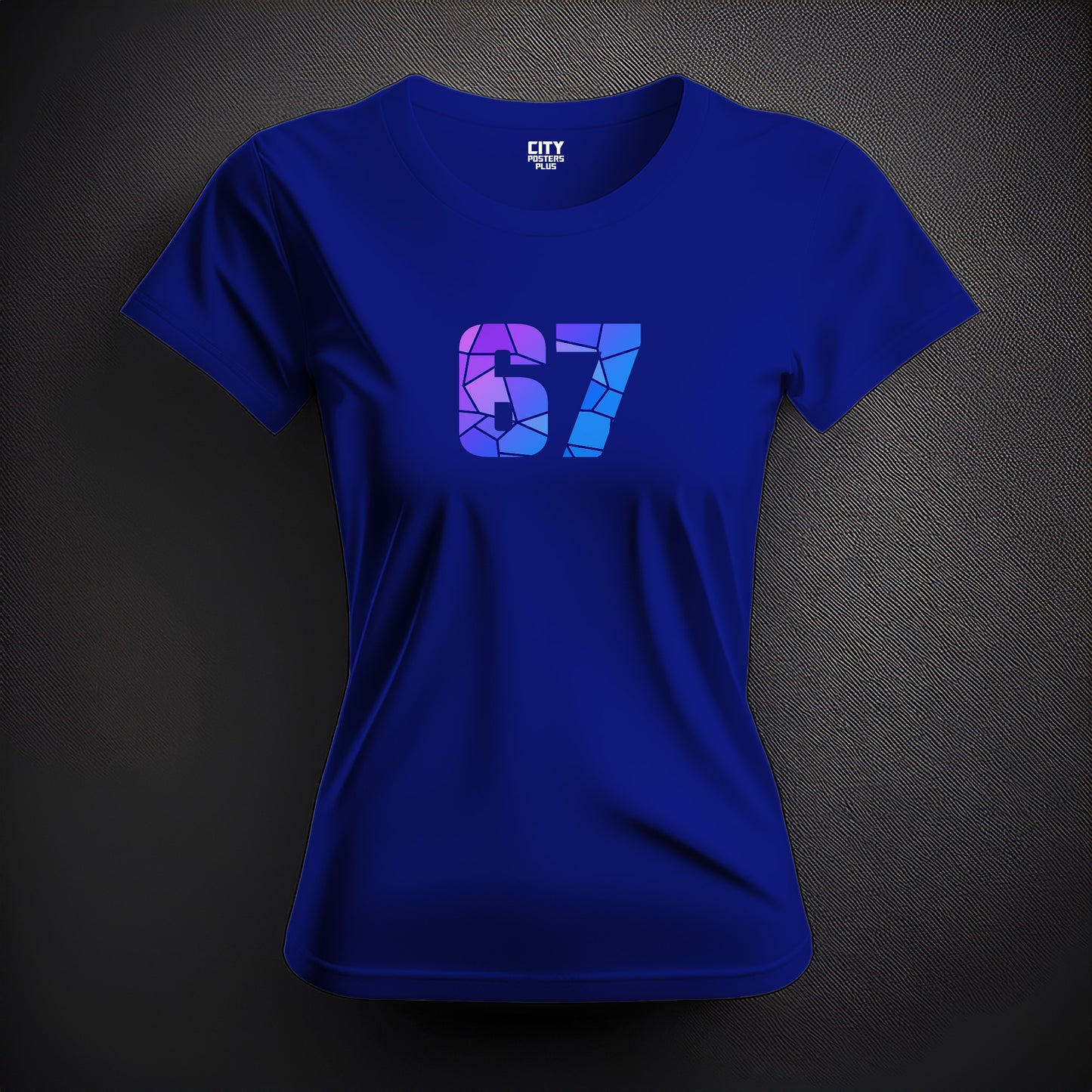 City Posters Plus 67 Number Women T-Shirt (Royal Blue) | Stylish Numeric Graphic Tee