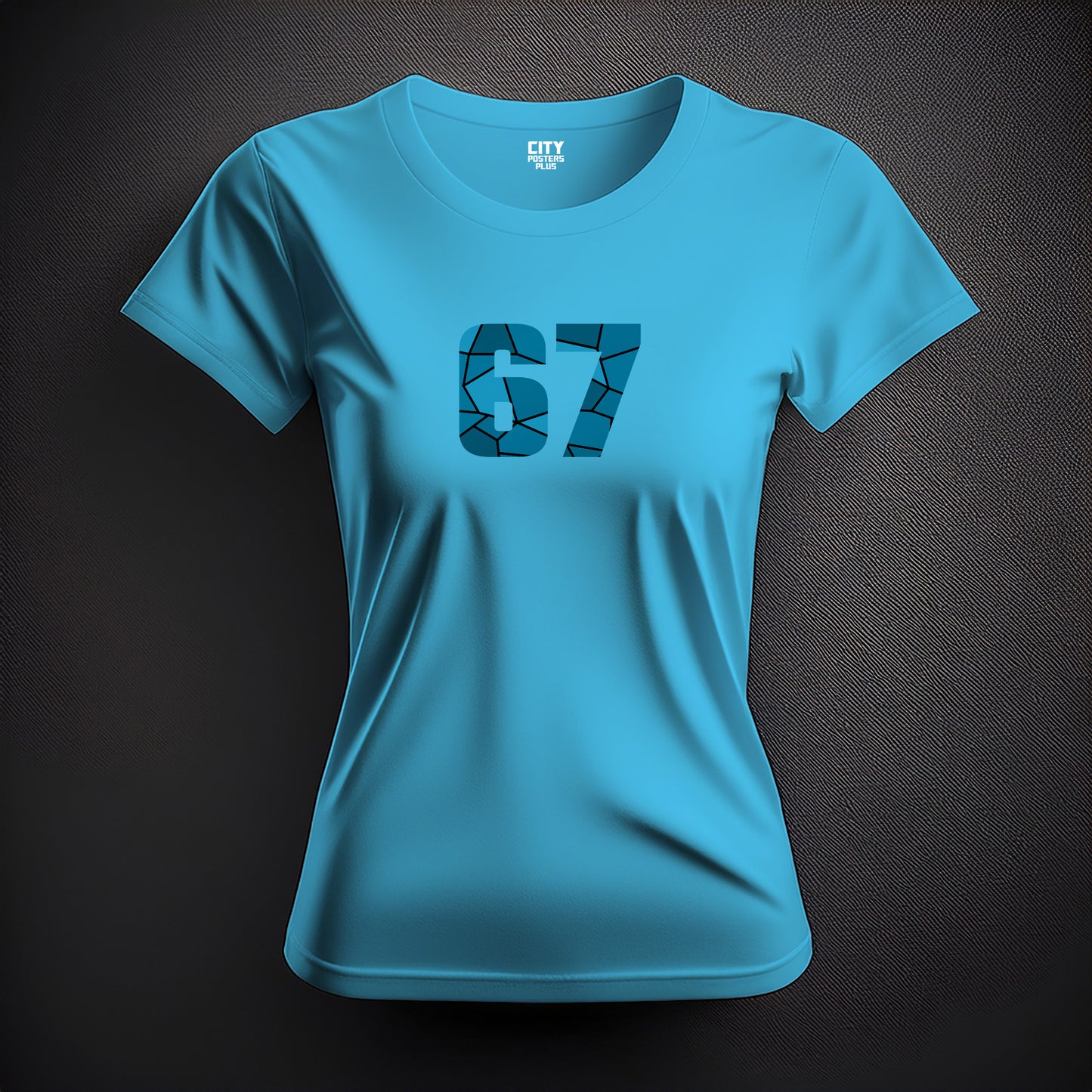 City Posters Plus 67 Number Women T-Shirt (Sky Blue) | Stylish Numeric Graphic Tee