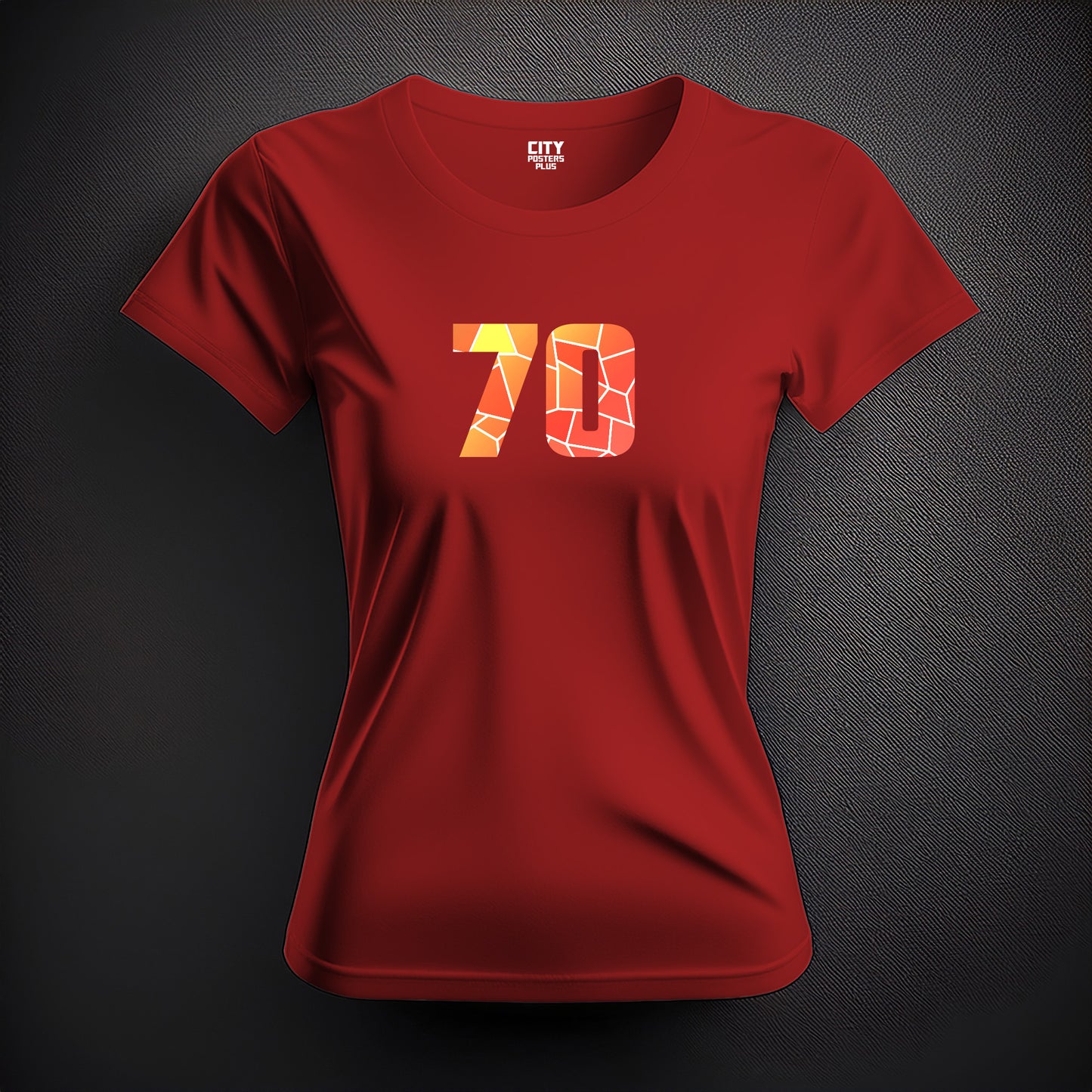 City Posters Plus 70 Number Women T-Shirt (Red) | Stylish Numeric Graphic Tee