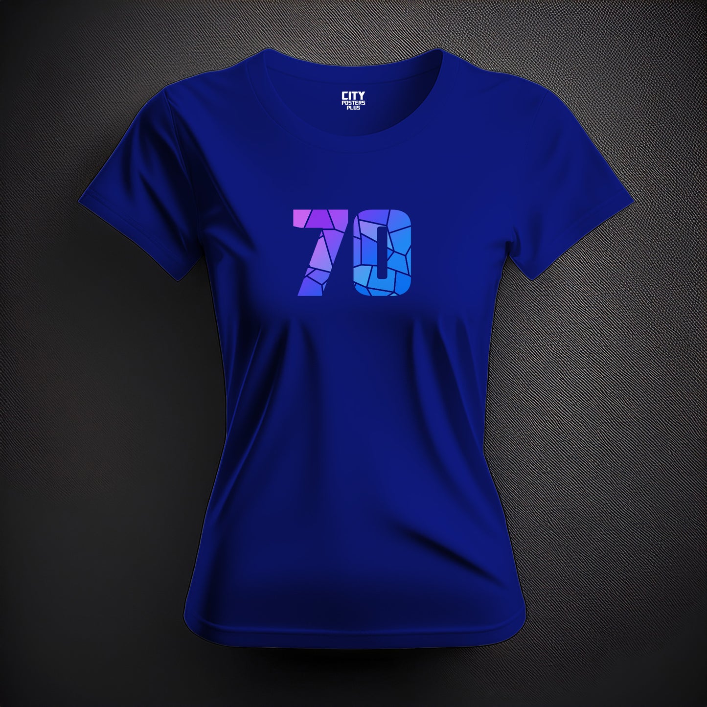 City Posters Plus 70 Number Women T-Shirt (Royal Blue) | Stylish Numeric Graphic Tee