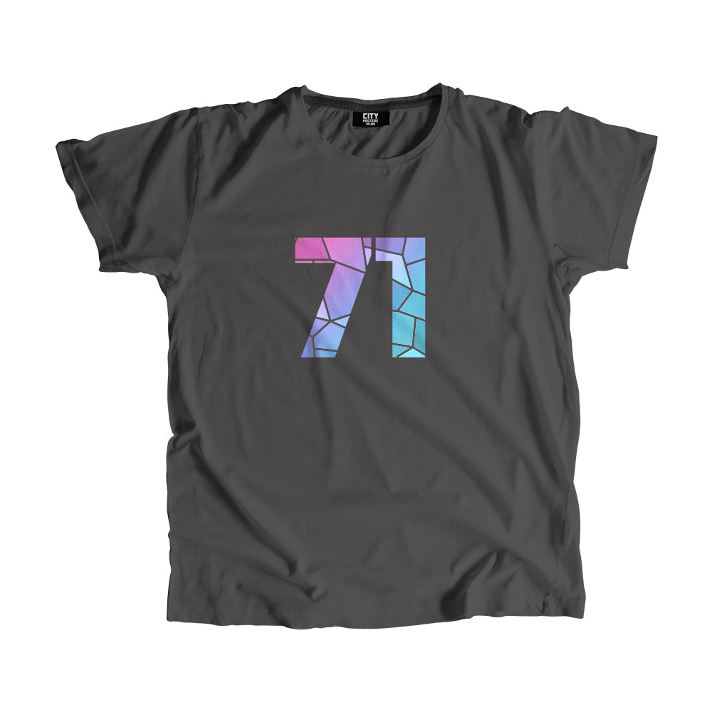 71 Number Men Unisex T-Shirt (Charcoal Grey)| Classic Numeric Graphic Tee