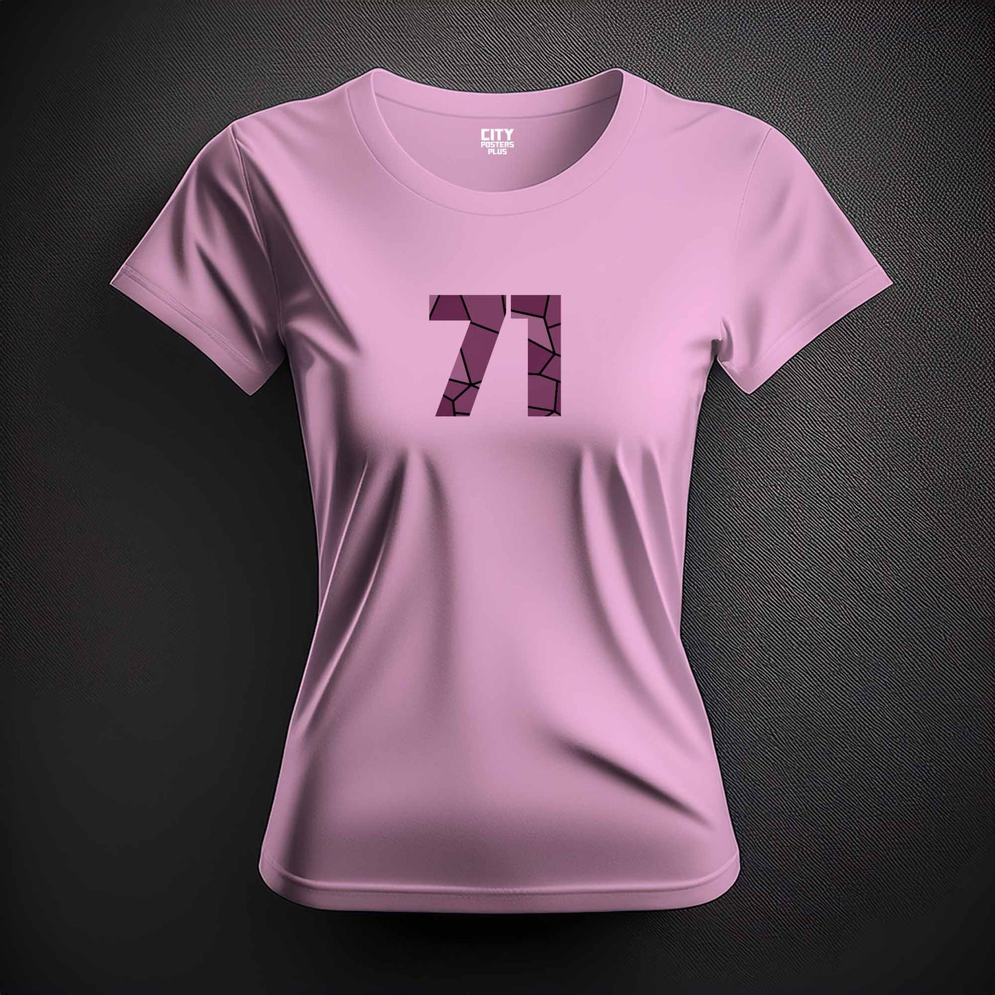 City Posters Plus 71 Number Women T-Shirt (Light Pink) | Stylish Numeric Graphic Tee